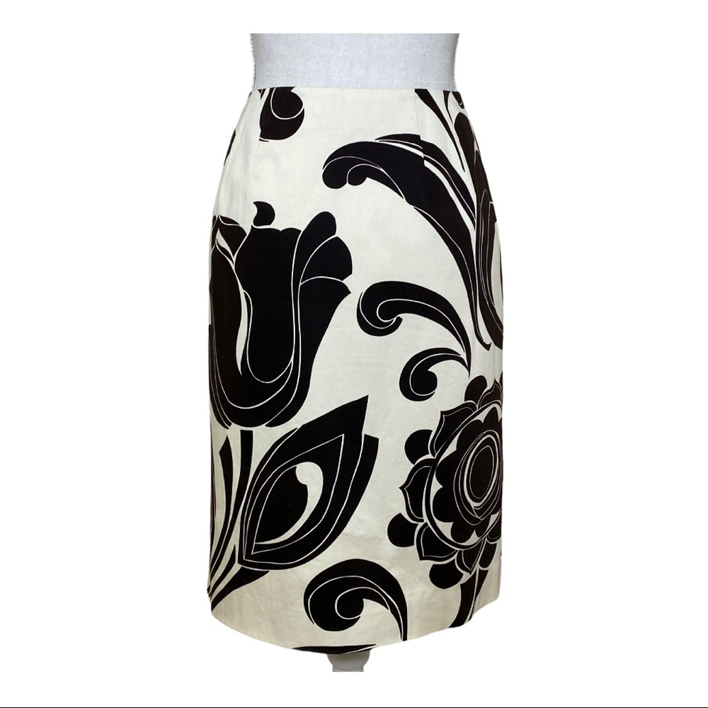 Talbots Brown and Cream Floral Midi Skirt